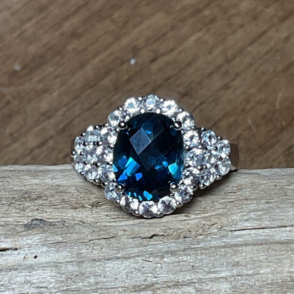 London Blue Topaz .925 Silver Ring - Picture 1 of 6
